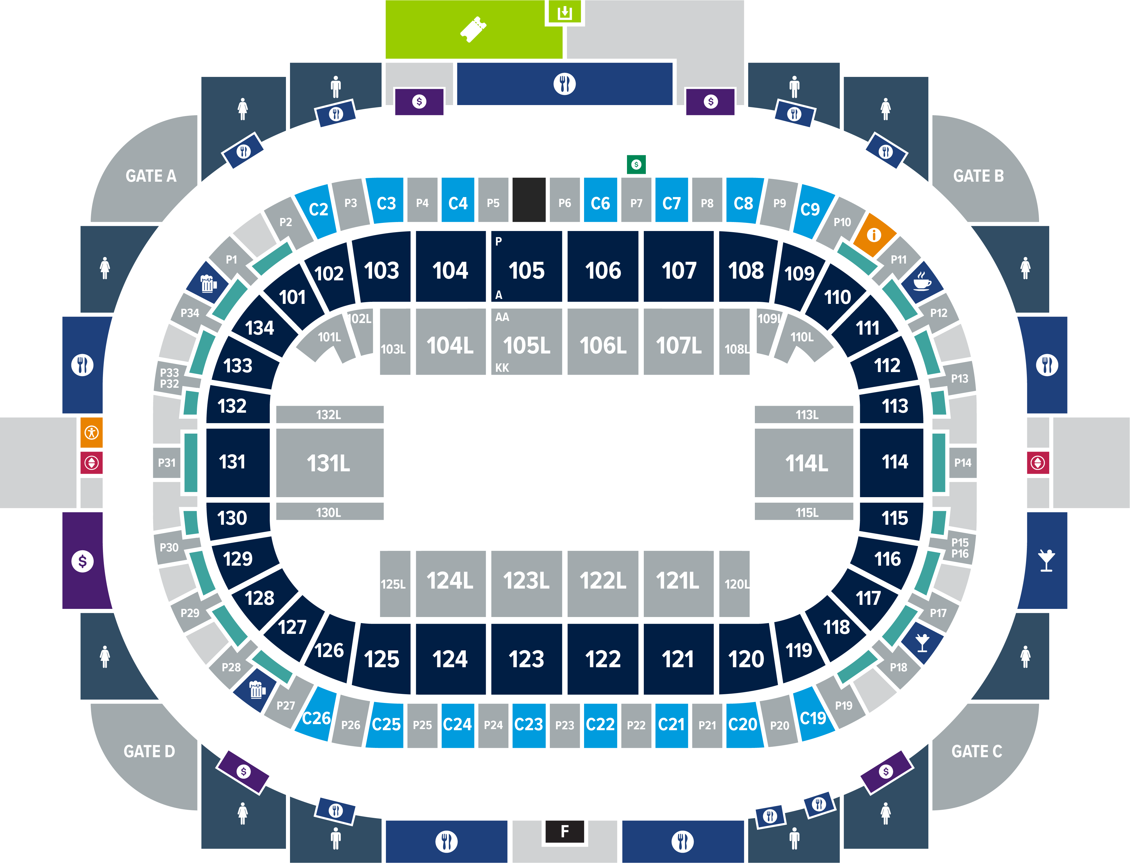 Bryce Jordan Center seating map